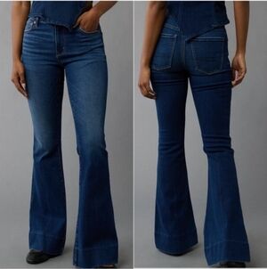 ISO IN SEARCH OF American Eagle High Rise Flare Next Level Stretch Jeans Size 16